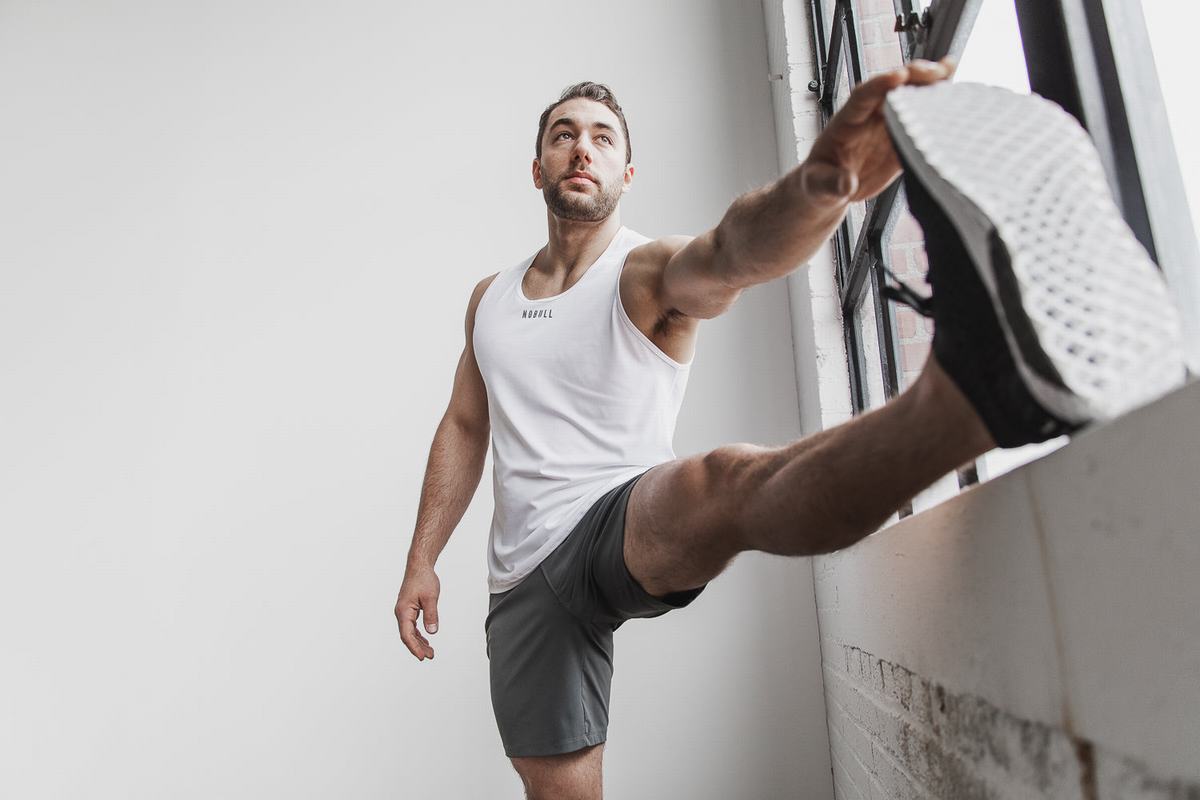 Nobull Lightweight Textured Men's Tank Tops White Camo | Australia (ZN2840)